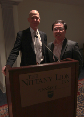 Tim Baldwin and Cheng Dong during student research symposium