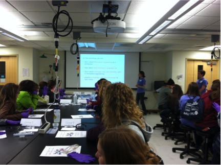 Dr. Majd giving short lecture to middle school girls